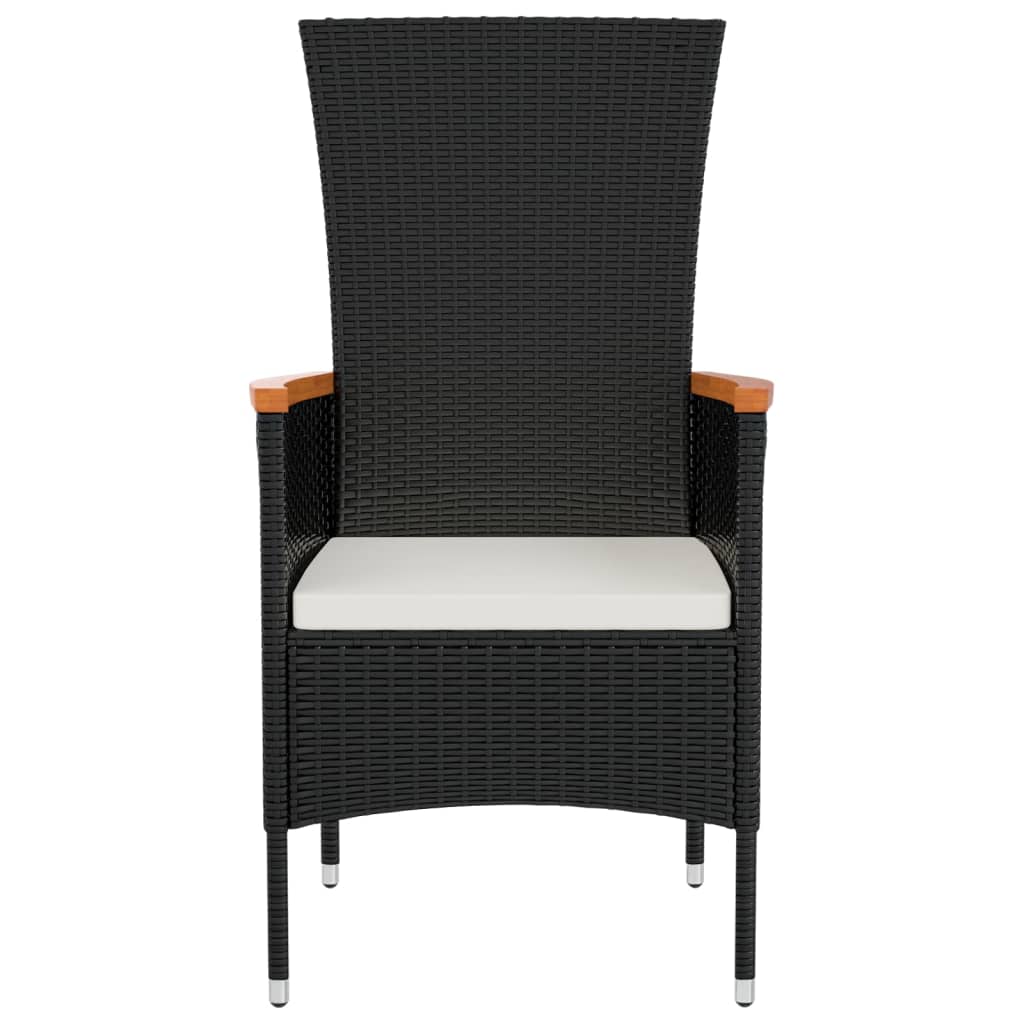 vidaXL Gartenstühle mit Kissen 2 Stk. Poly Rattan Schwarz
