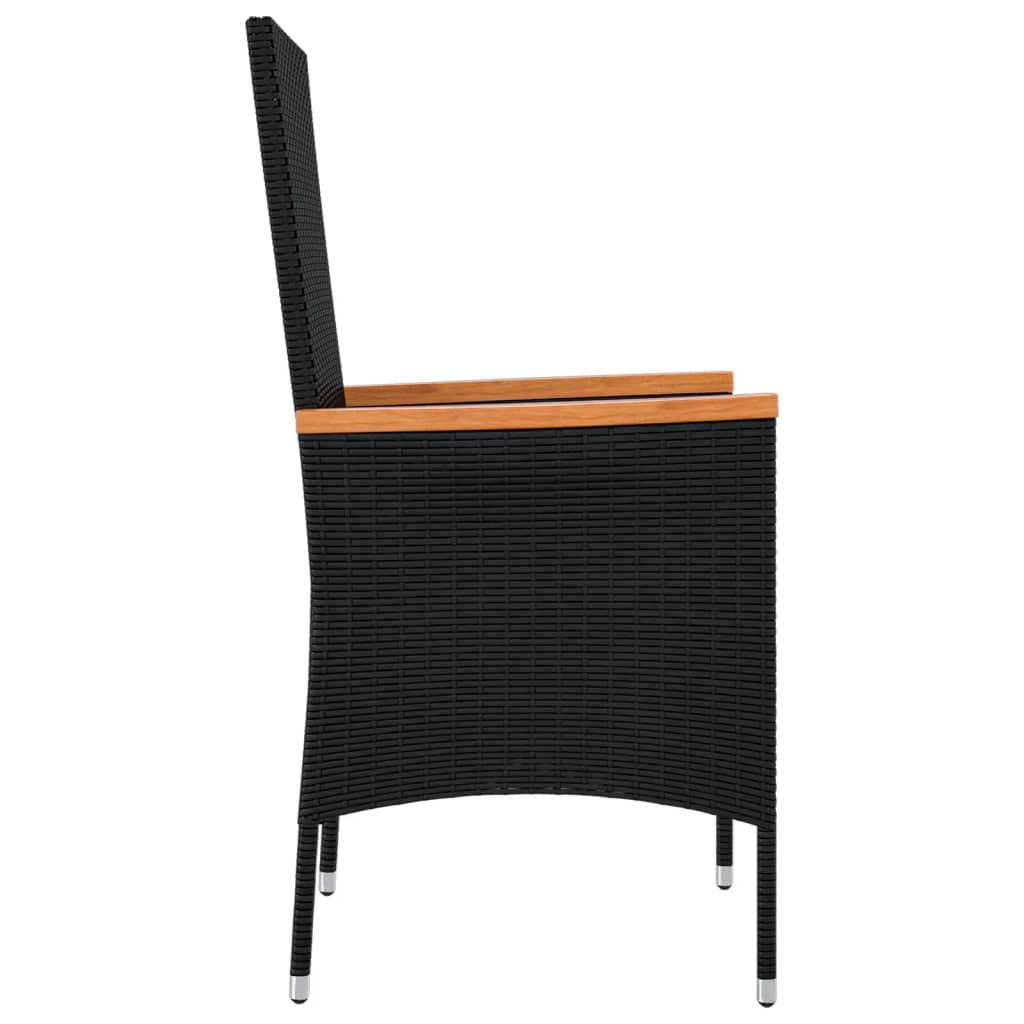 vidaXL Gartenstühle mit Kissen 2 Stk. Poly Rattan Schwarz