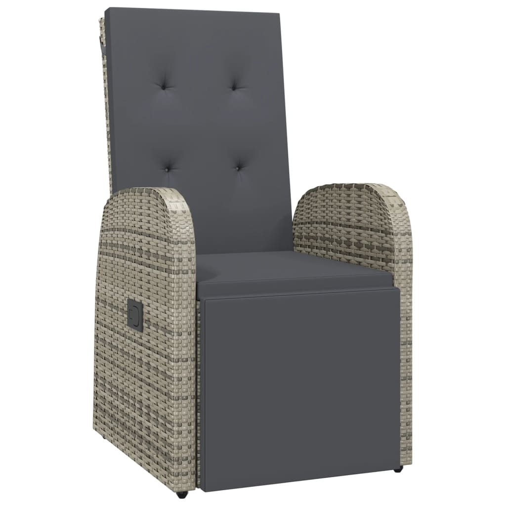 vidaXL Garten-Liegestühle mit Kissen 2 Stk. Grau Poly Rattan