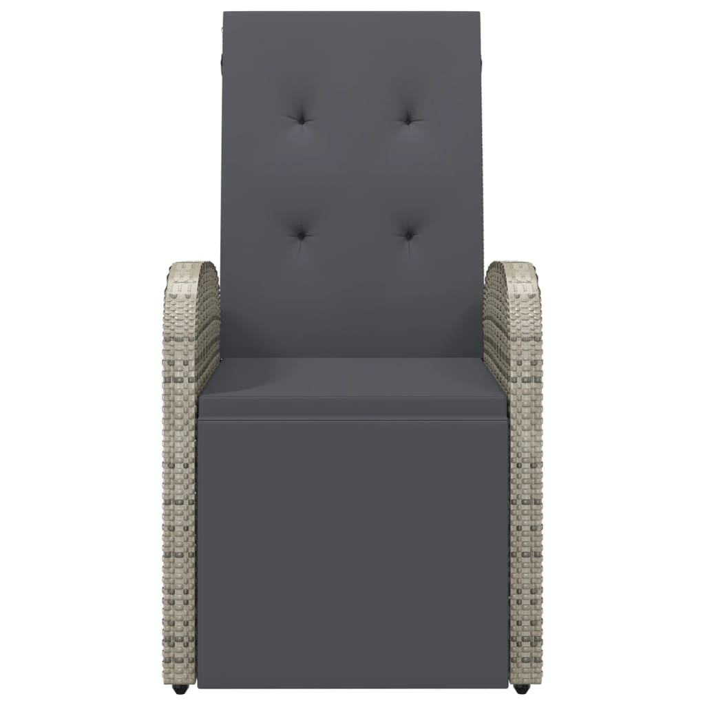 vidaXL Garten-Liegestühle mit Kissen 2 Stk. Grau Poly Rattan