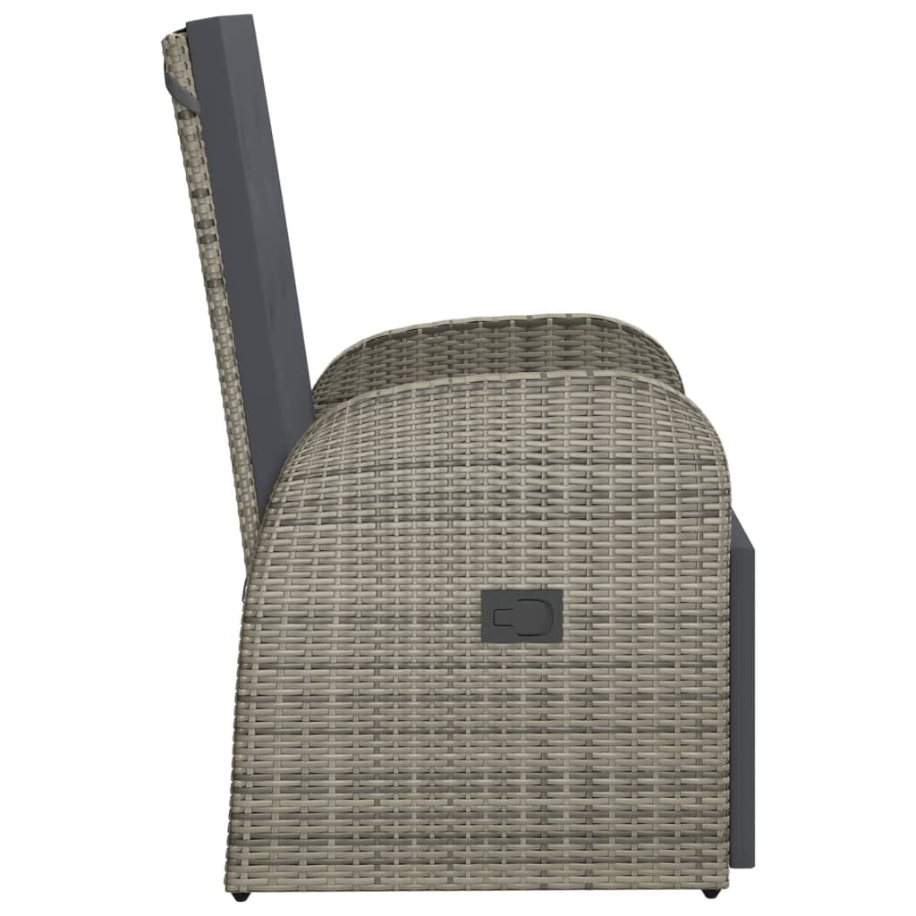 vidaXL Garten-Liegestühle mit Kissen 2 Stk. Grau Poly Rattan