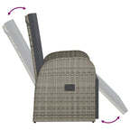 vidaXL Garten-Liegestühle mit Kissen 2 Stk. Grau Poly Rattan