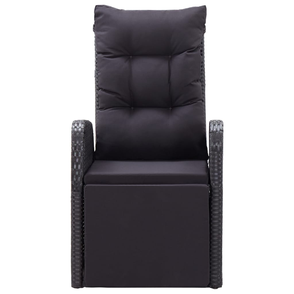 vidaXL Gartensessel mit Kissen 2 Stk. Verstellbar Schwarz Poly Rattan