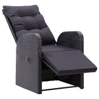 vidaXL Gartensessel mit Kissen 2 Stk. Verstellbar Schwarz Poly Rattan