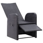 vidaXL Gartensessel mit Kissen 2 Stk. Verstellbar Schwarz Poly Rattan