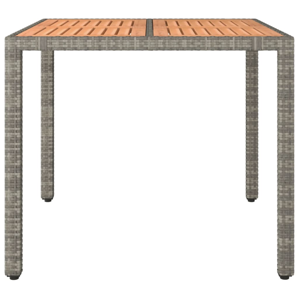 vidaXL Gartentisch mit Holzplatte Grau Poly Rattan & Massivholz Akazie
