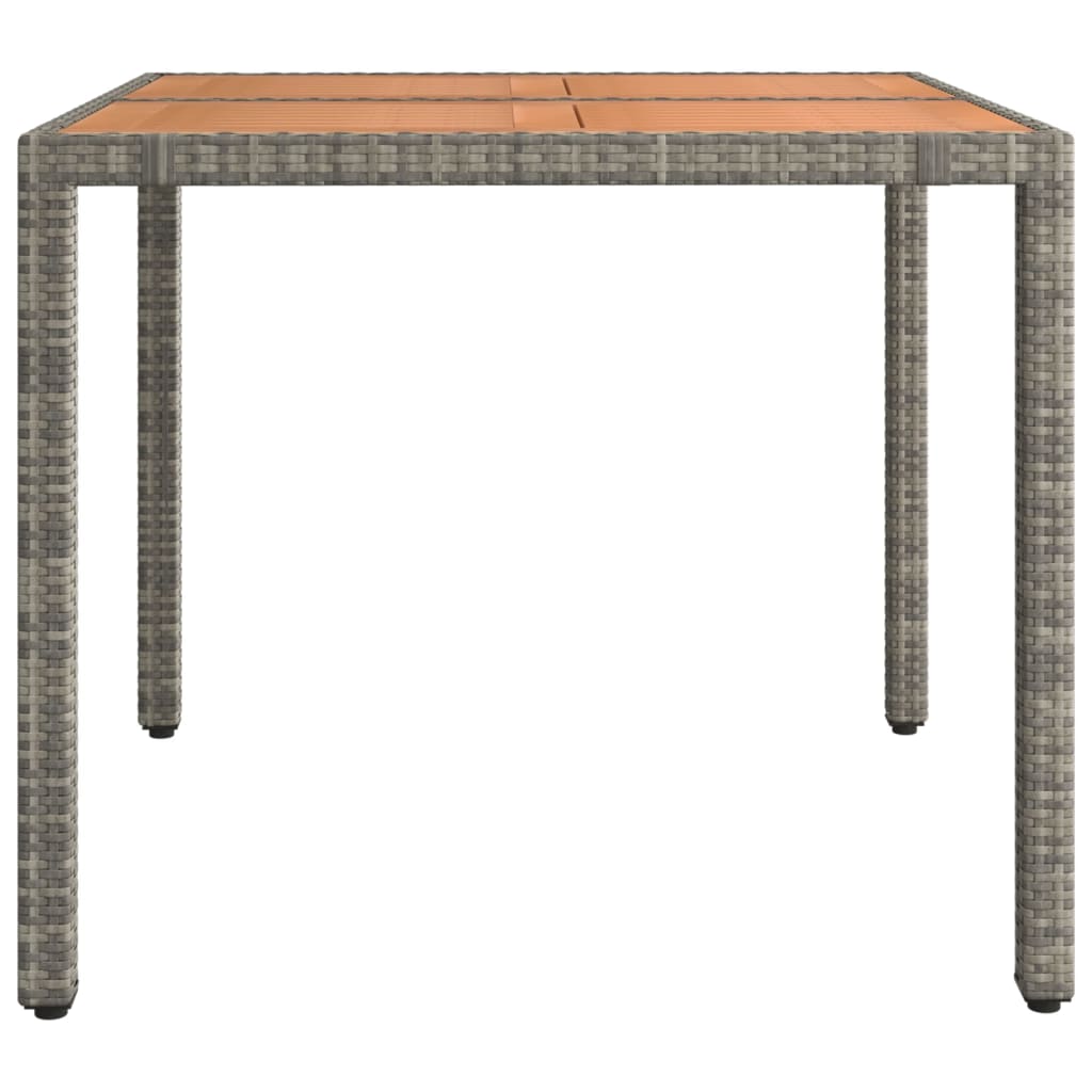 vidaXL Gartentisch mit Holzplatte Grau Poly Rattan & Massivholz Akazie