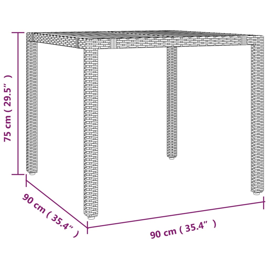 vidaXL Gartentisch mit Holzplatte Grau Poly Rattan & Massivholz Akazie