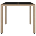 vidaXL Gartentisch mit Glasplatte Beige Poly Rattan & Hartglas