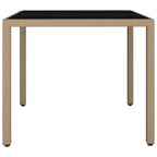 vidaXL Gartentisch mit Glasplatte Beige Poly Rattan & Hartglas