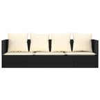 vidaXL Outdoor-Loungebett mit Kissen Schwarz Poly Rattan