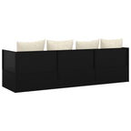 vidaXL Outdoor-Loungebett mit Kissen Schwarz Poly Rattan