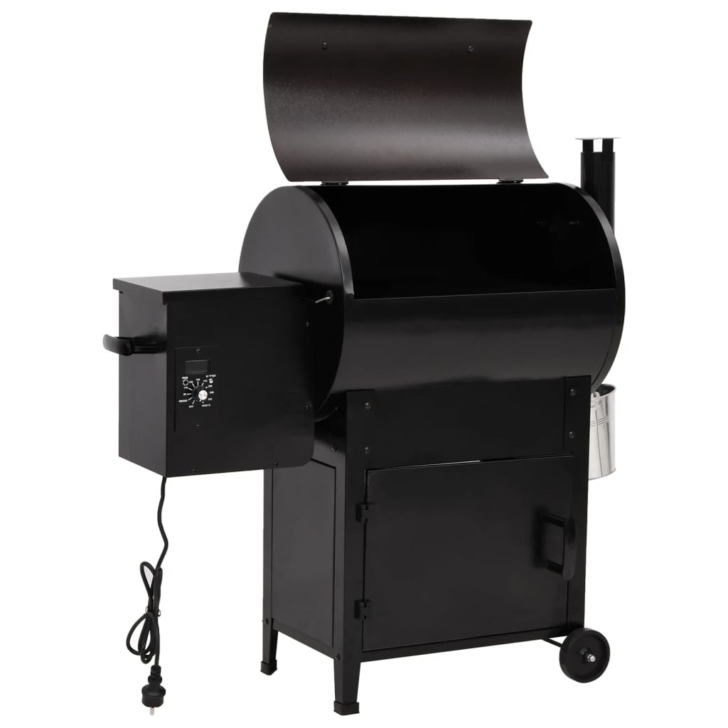 vidaXL Pelletgrill mit Schornstein Schwarz 104 cm Eisen