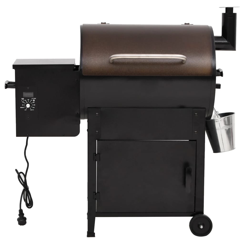 vidaXL Pelletgrill mit Schornstein Schwarz 104 cm Eisen