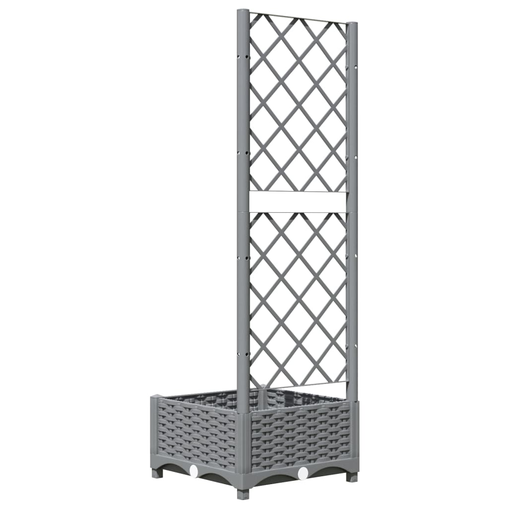 vidaXL Pflanzkübel mit Rankgitter Hellgrau 40x40x121,5 cm PP