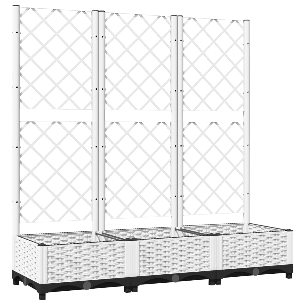 vidaXL Garten-Pflanzgefäß mit Spalier Weiß 120 x 40 x 121,5 cm PP