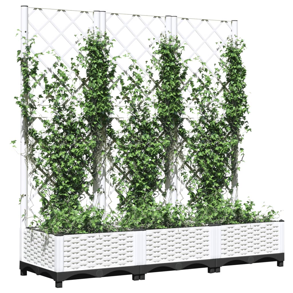 vidaXL Garten-Pflanzgefäß mit Spalier Weiß 120 x 40 x 121,5 cm PP