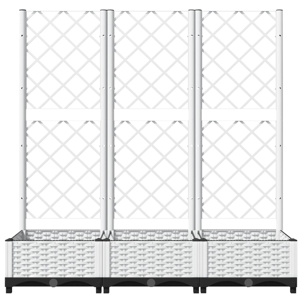 vidaXL Garten-Pflanzgefäß mit Spalier Weiß 120 x 40 x 121,5 cm PP