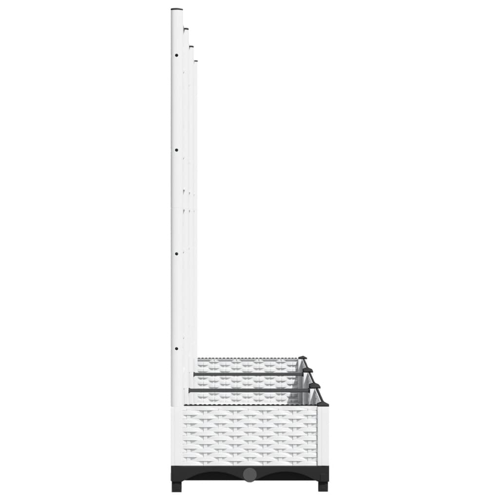 vidaXL Garten-Pflanzgefäß mit Spalier Weiß 120 x 40 x 121,5 cm PP