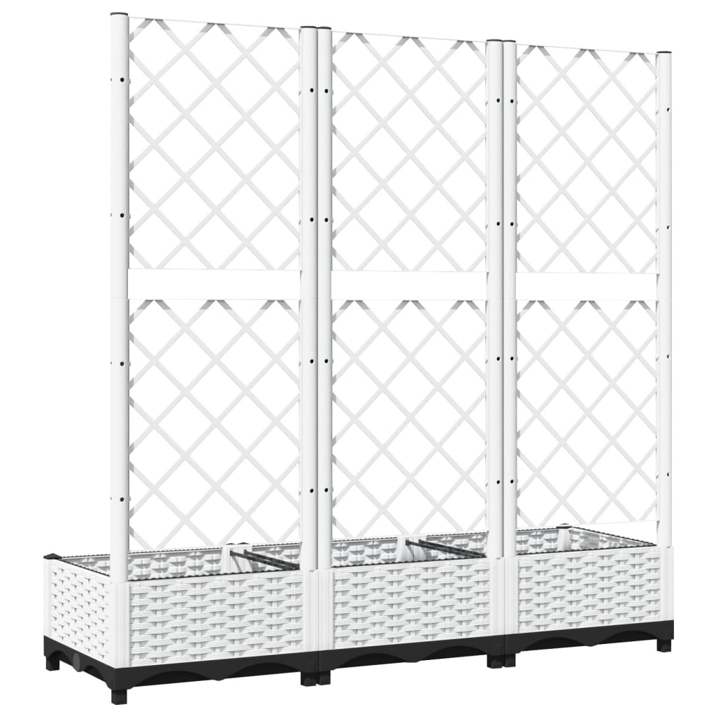 vidaXL Garten-Pflanzgefäß mit Spalier Weiß 120 x 40 x 121,5 cm PP