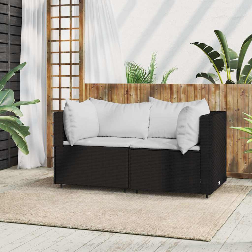 vidaXL Garten-Ecksofa mit Kissen Grau Poly Rattan