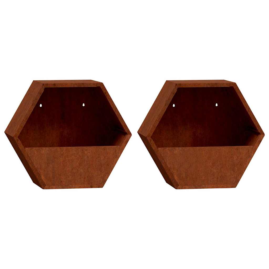 vidaXL Wand-Pflanzkübel 2 Stk. Rostig Cortenstahl 30x10x25 cm