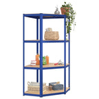 vidaXL Regale mit 4 Böden 2 Stk. Blau Stahl & Holzwerkstoff