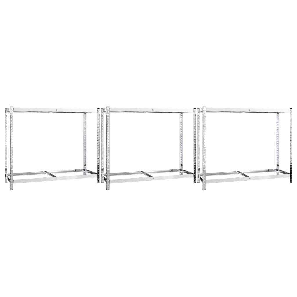 vidaXL Reifenregale mit 2 Böden 3 Stk. Silbern 110x40x110 cm Stahl