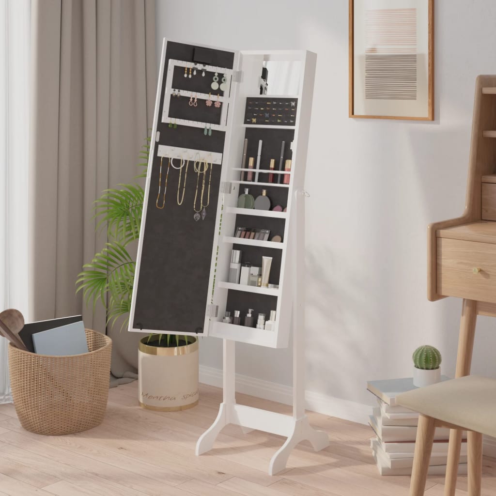 vidaXL Standspiegel mit LED Weiß 34x37x146 cm