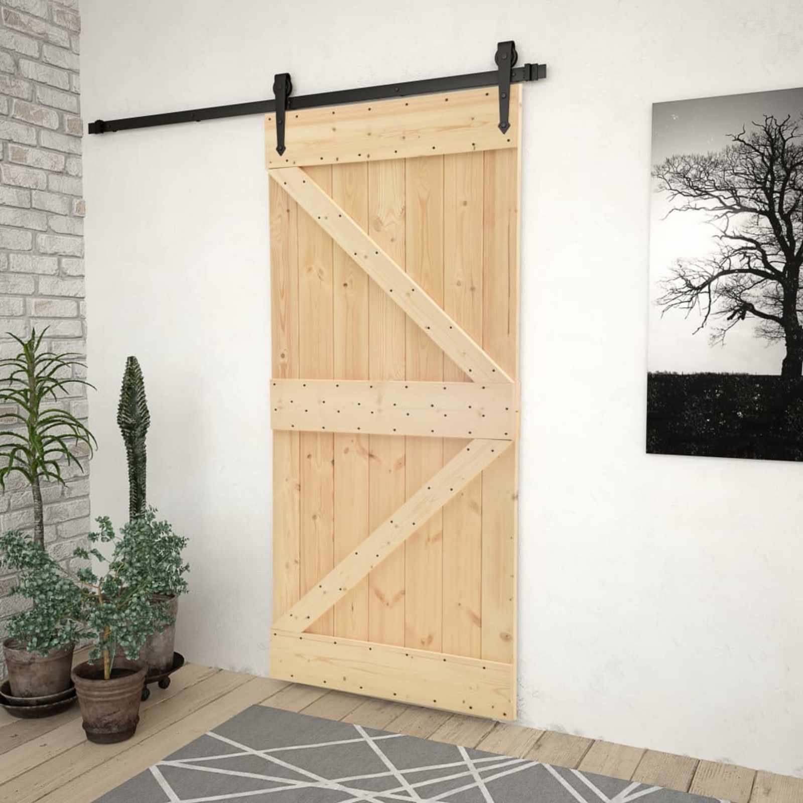 vidaXL Tür NARVIK Natur 80 x 210 cm Massivkiefer