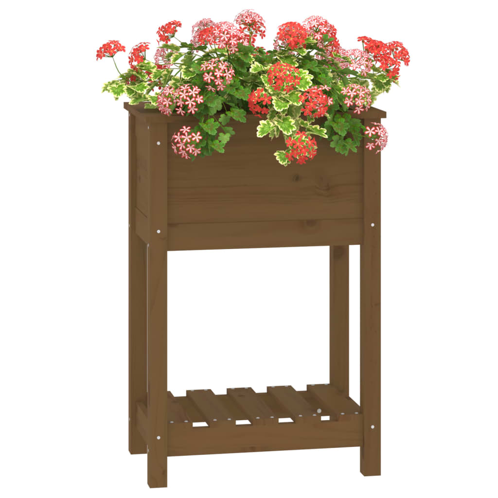 vidaXL Pflanzkübel mit Ablage Honigbraun 54x34,5x81 cm Kiefernholz