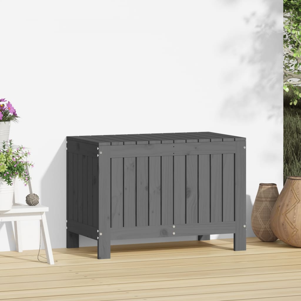 vidaXL Gartentruhe Grau 76x42,5x54 cm Massivholz Kiefer