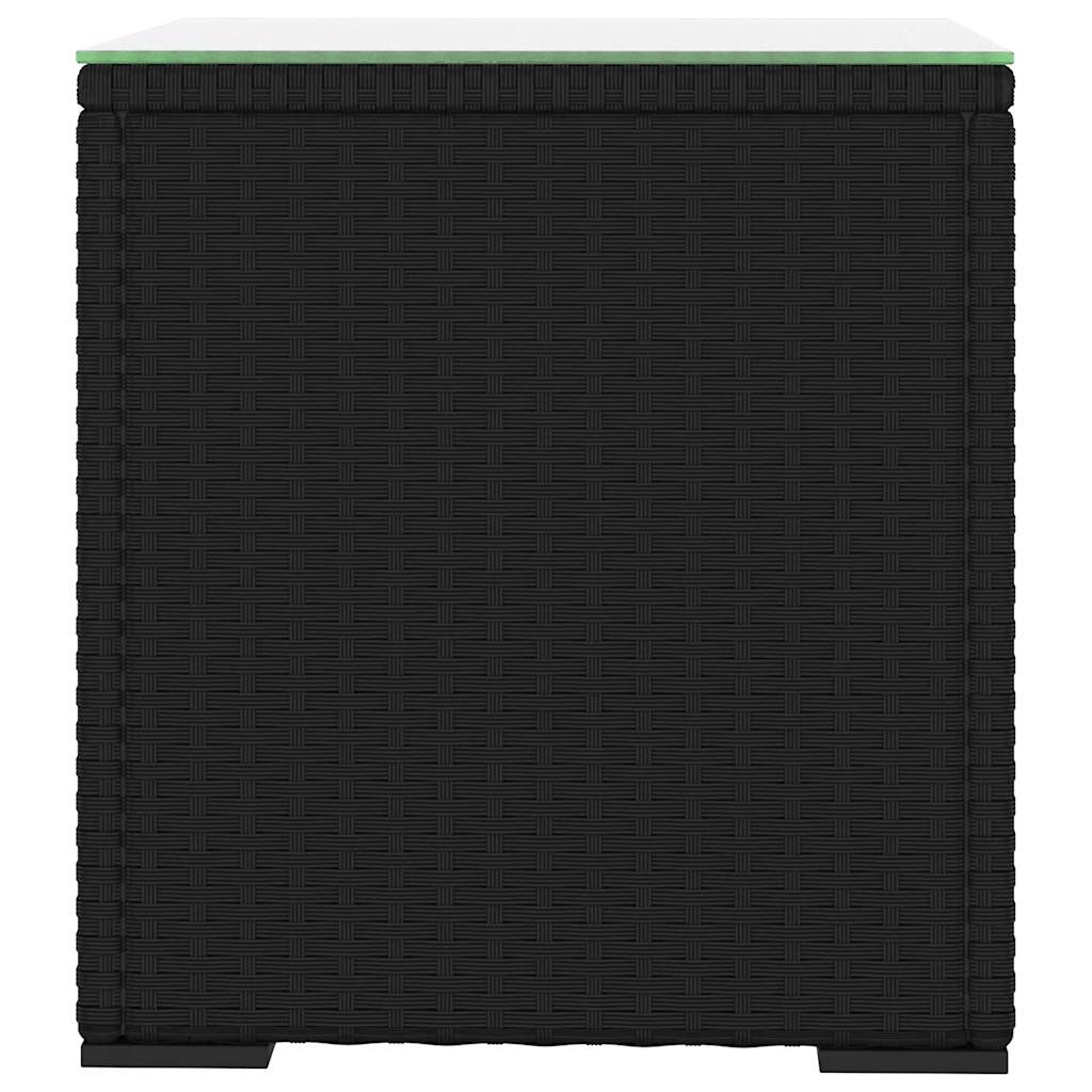 vidaXL Beistelltisch Schwarz 40x37x40,5 cm Poly Rattan und Hartglas