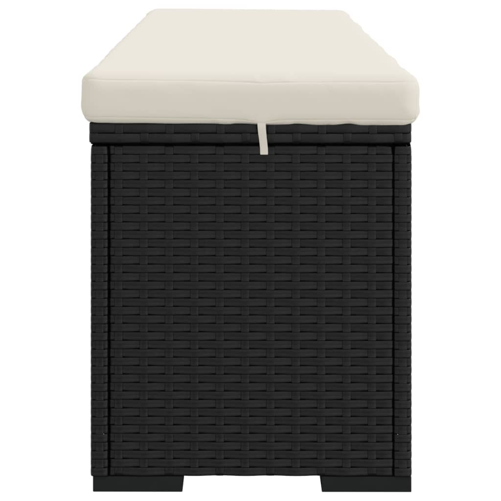 vidaXL Hockerbank mit Sitzkissen Schwarz 110x30x40 cm Poly Rattan