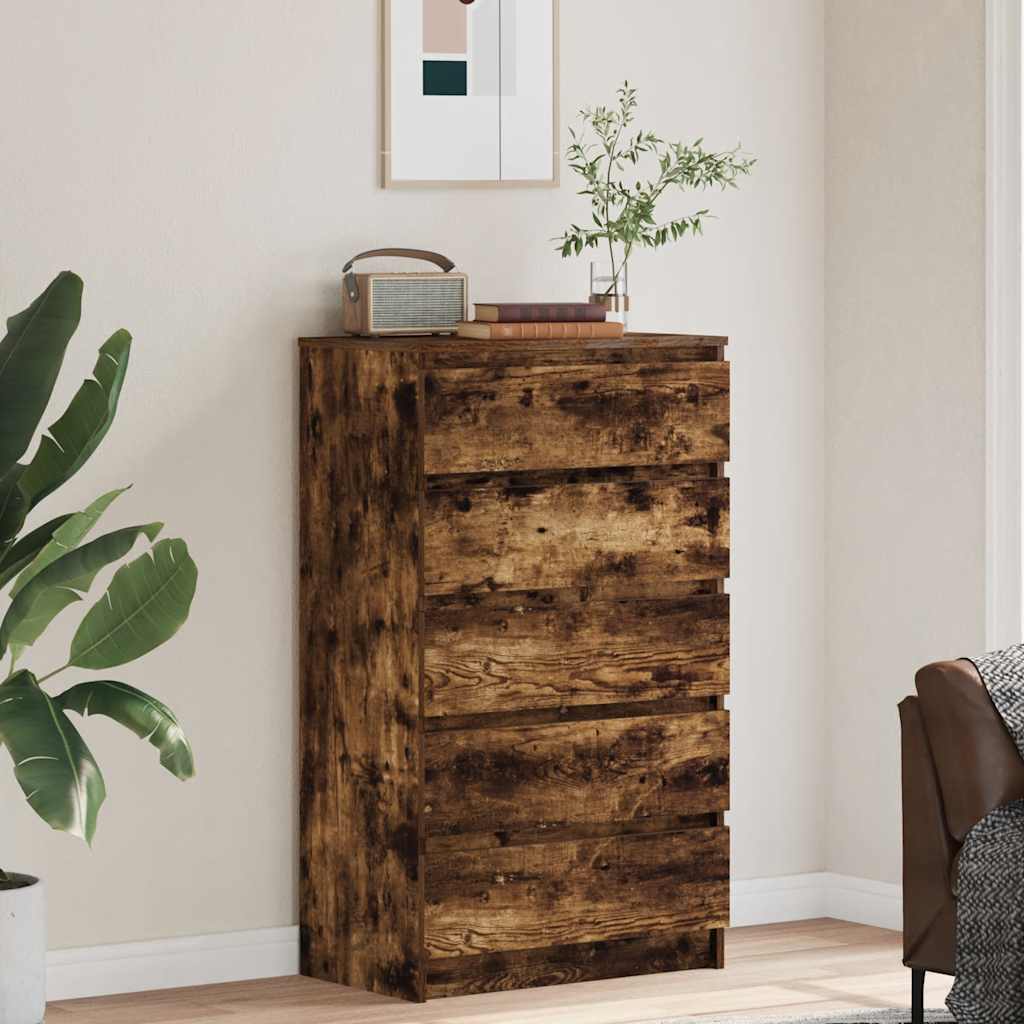 vidaXL Schubladenschrank Räuchereiche 60x36x103 cm Holzwerkstoff