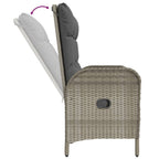 vidaXL Gartenbank mit Liegefunktion und Kissen 107 cm Poly Rattan Grau