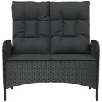 vidaXL Gartenbank mit Liegefunktion & Kissen 107cm Poly Rattan Schwarz