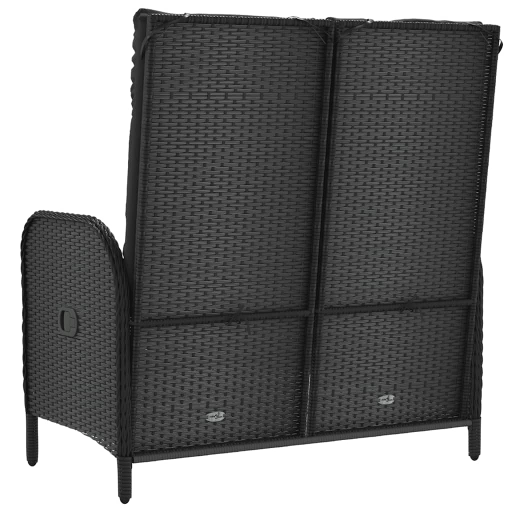 vidaXL Gartenbank mit Liegefunktion & Kissen 107cm Poly Rattan Schwarz