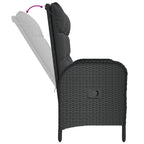 vidaXL Gartenbank mit Liegefunktion & Kissen 107cm Poly Rattan Schwarz