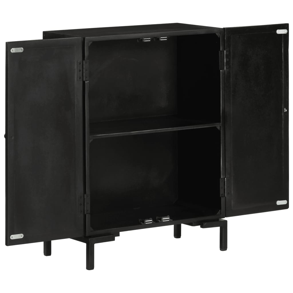 vidaXL Sideboard Schwarz 55x30x77 cm Massivholz Mango und Eisen