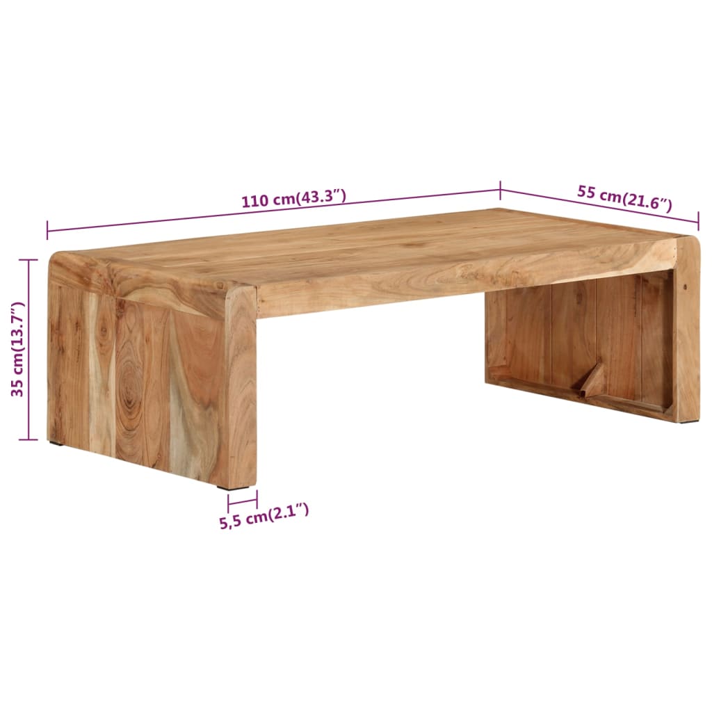 vidaXL Couchtisch 110x55x35 cm Massivholz Akazie