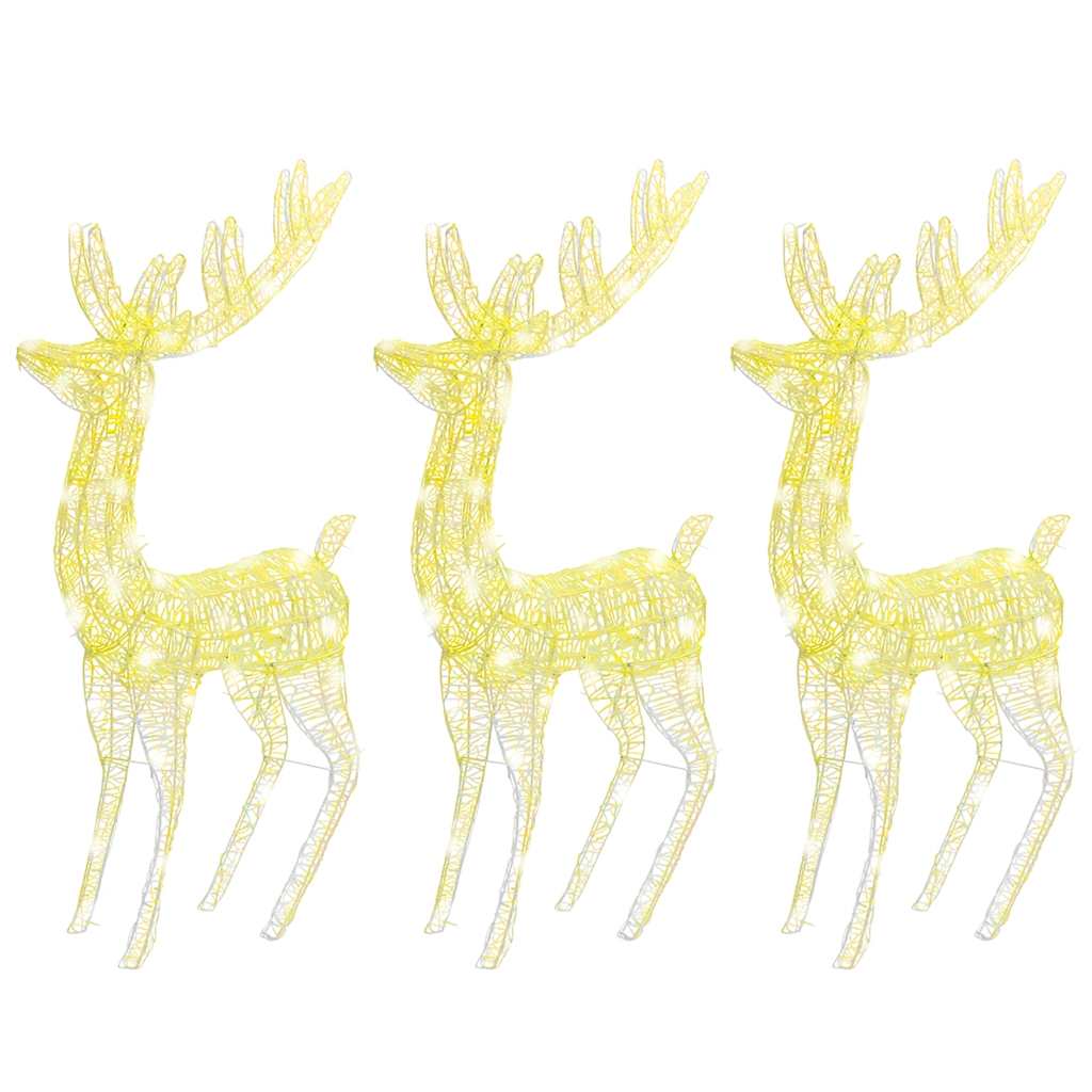 vidaXL XXL Rentiere Weihnachtsdekoration Acryl 250 LED 3 Stk. 180 cm