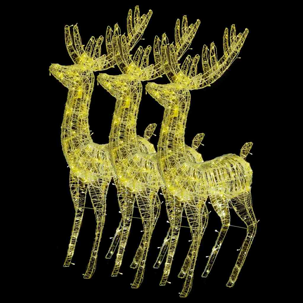 vidaXL XXL Rentiere Weihnachtsdekoration Acryl 250 LED 3 Stk. 180 cm