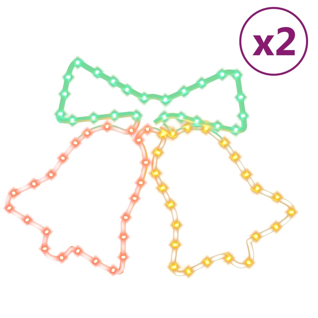 vidaXL LED-Silhouetten 2 Stk. Weihnachtsglocken mit 72 LEDs 50x56 cm