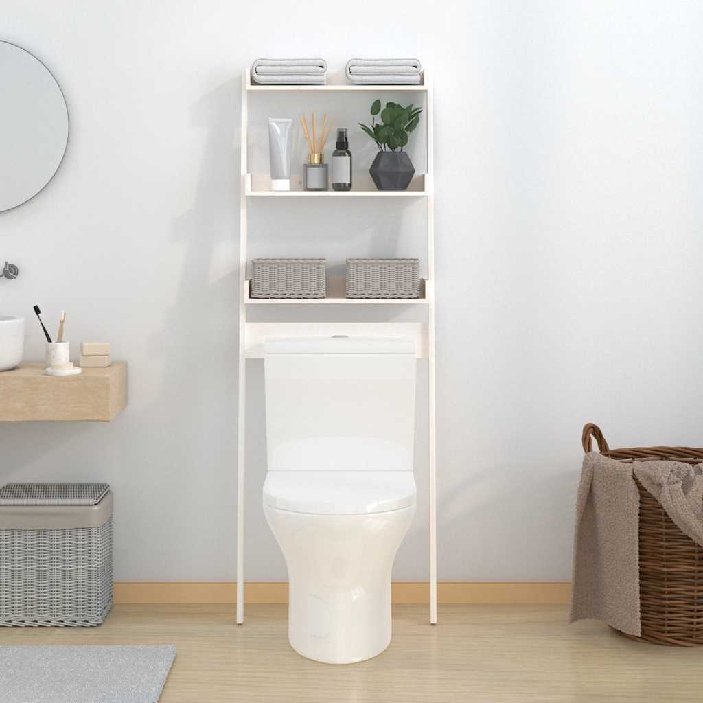 vidaXL Toilettenregal Weiß 63,5x32x179 cm Massivholz Kiefer