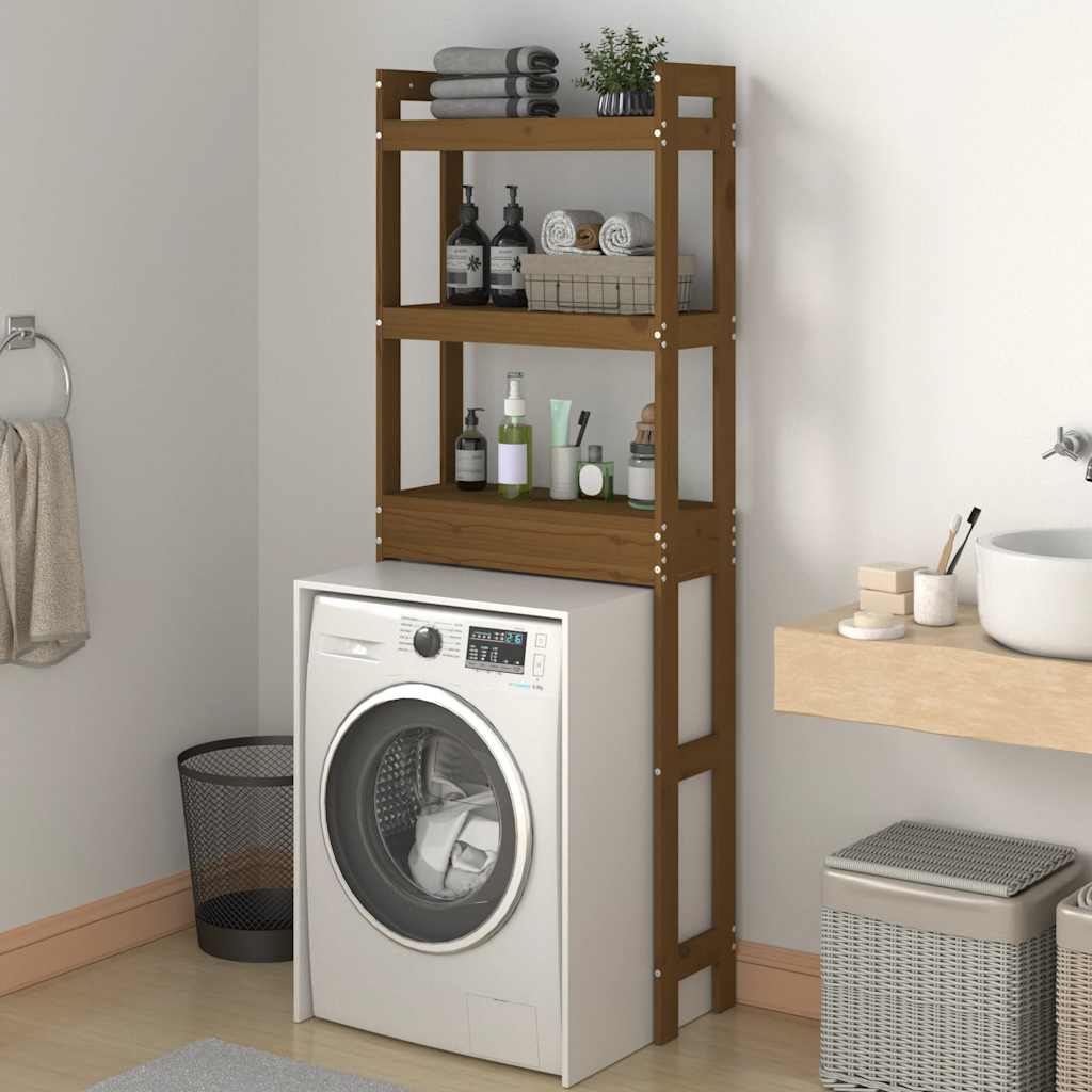 vidaXL Toilettenregal Honigbraun 63x26x171 cm Massivholz Kiefer