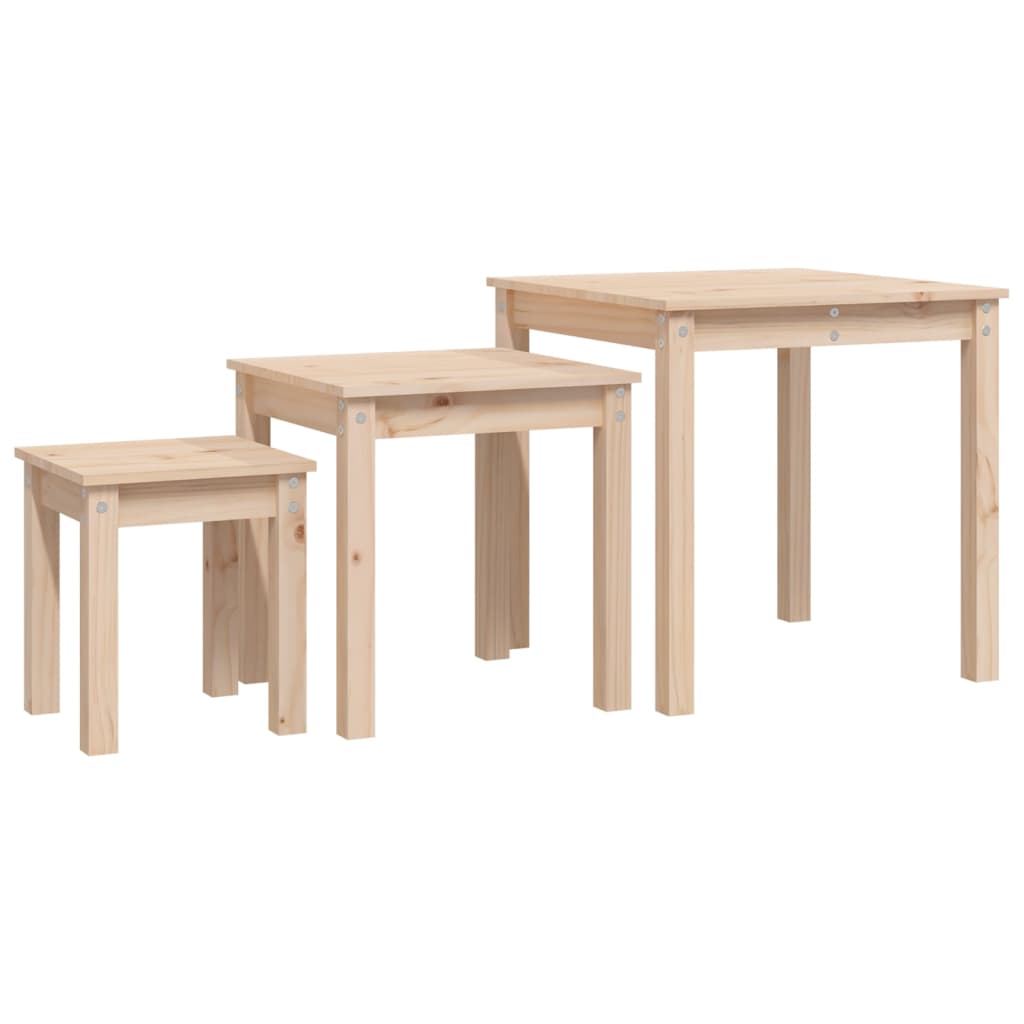 vidaXL Satztische 3 Stk. Massivholz Kiefer