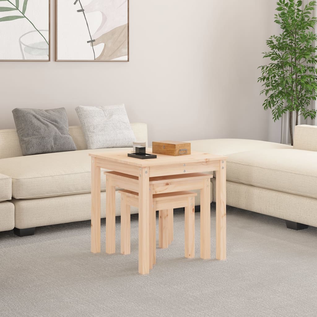 vidaXL Satztische 3 Stk. Massivholz Kiefer