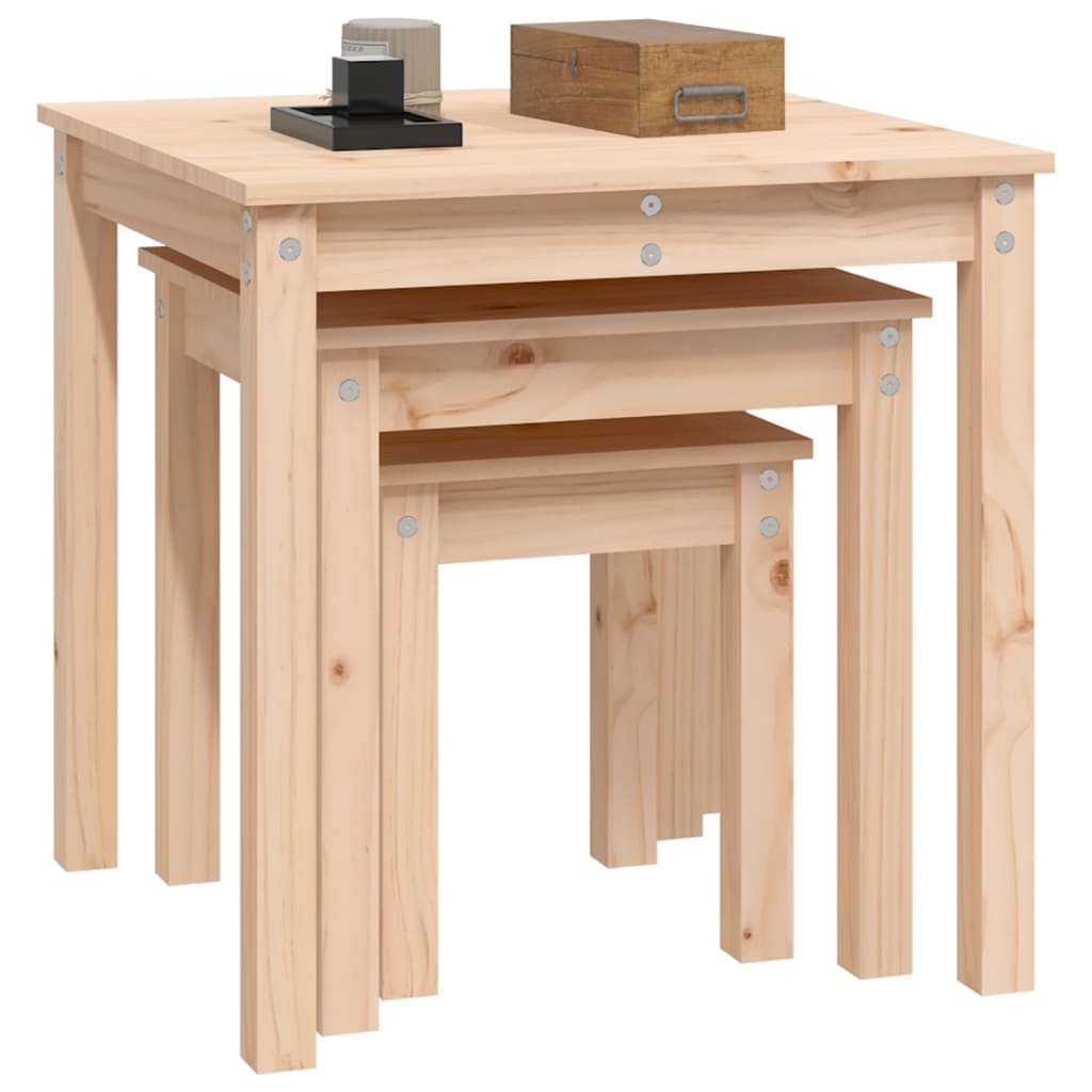 vidaXL Satztische 3 Stk. Massivholz Kiefer