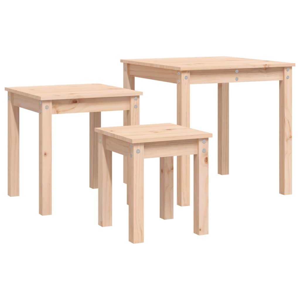 vidaXL Satztische 3 Stk. Massivholz Kiefer